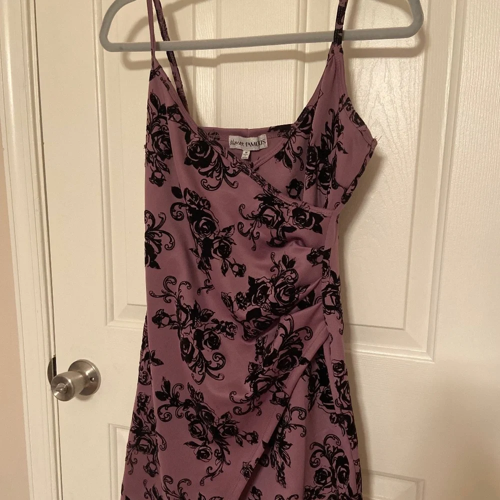 Purple & Black Floral Dress - Picture 1 of 6